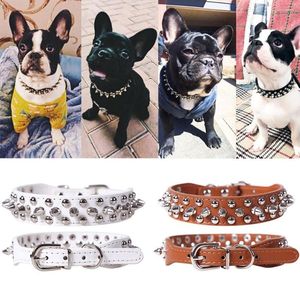 Dog Collars Brand Funny Pet Pu Leather Collar Rivets Self-Protection Adjustable Spiked Studded Puppy Small