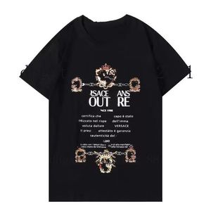 2022SS Designer Tide camisetas letra de tórax laminada com manga curta de manga curta de camiseta casual de grande porte de luvas