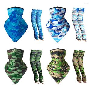 Bandanas 2pcs/set Solid Color Camouflage Bandana Sleeves Hiking Scarves Dustproof Cycling Equipment Hunting Military Tactical Neck Cover