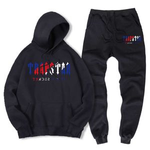 Men's Tracksuits New Brand TRAPSTAR Printed Sportswear Men colors Warm Two Pieces set Loose hoody sweatshirt pants Hoodie jogging G221010