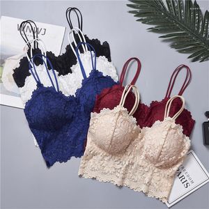 Bustiers & Corsets Large Size Beautiful Back Tube Top Lace Sun Flower Sexy Wrapped Chest No Steel Ring Plus Fat Bra Women