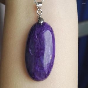 Pendant Necklaces Genuine Purple Natural Charoite Gems Stone Crystal Bead Fashion Woman 38 19 10mm