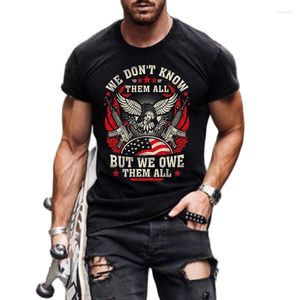 Men's T Shirts American Flag Printing Men's T-Shirts Europe And America Style Fashion Short Sleeve Tops Leisure Crew Neck Street