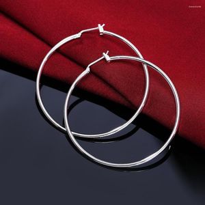 Hoop Earrings 5CM Big Circle 925 Color Silver For Women Party Brands Jewelry Friend Fashion Christmas Gifts