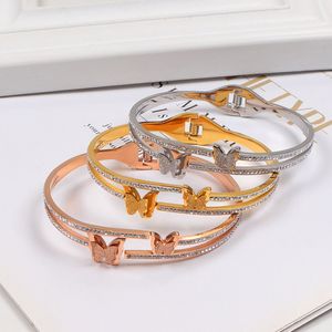 Amore braccialetto farfalla di lusso donne acciaio inossidabile oro rosa braccialetto gioielli moda gioielli braccialetti regalo di San Valentino per matrimonio proposta fidanzata