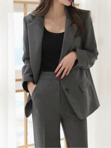 Garnitury damskie Blazers Autumn Eleganckie kobiety Blazer Pantiit Office Panie Slim Vintage Wywiad Spodery Suit Femme Fashion Fashion Business Business Business 221008