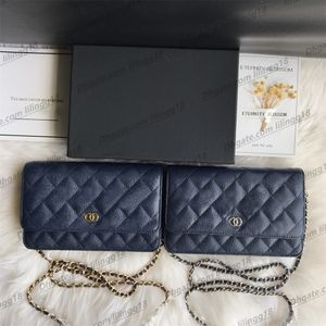 Top berühmte Markentaschen Umhängetaschen Riemenhandtasche Karierte Geldbörse Doppelter Buchstabe feste Schnalle Schaffell-Kaviarmuster Damen-Luxushandtasche