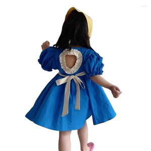 Vestidos de menina azul vestido vintage idade para 2 a 8 anos meninas vestidos de noite traje princesa 2022 no verão estilo backless infrock sem vestido