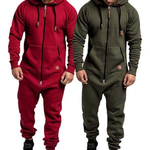 Tute da uomo Onesies Tuta con cerniera Casual Plus Fleece Tenere al caldo Abbigliamento invernale Felpa con cappuccio spessa Pantaloni sportivi a maniche lunghe per esterno G221007