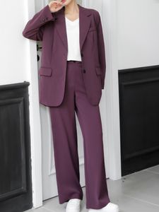 Damskie garnitury Blazers Office Damie Blazer Spants Dwuczęściowy zestaw Kobiety Purple Business Casual Kurtki Spodnie Formalne garnitur Femme Fashion Ubrania 221008