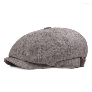 Berets Men Casual Sboy Hat Spring Summer Kobiety cienki retro beret bawełniana bielizna ośmioboczna czapka unisex artystyczna młodzież szczytowa