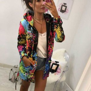 Women's Jackets ets Women 2019 Outerwear Coats Jackets Female Fashion Tie Dyeing Print Outwear Sweatshirt Hooded Overcoat Coats 5XL T221008