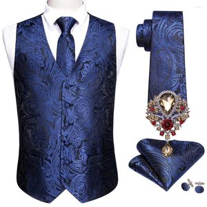Giubbotti da uomo pezzi Designer maschile abito da sposa giubbotto blu navy paisley jacquard folral wilk welk cravatta da girovagamera set barry wang sposo