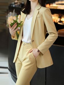 Damenanzüge, Blazer, Frühlingsmode, lässig, Damen-Blazer, Hosenanzug, lange Ärmel, schmale Jacke, Bleistifthose, 2-teiliges Set, Damen-Business-Hosenanzug 221008