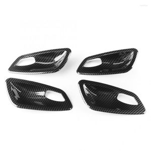 Interior Accessories 4Pcs Carbon Fiber Texture Door Handle Bowl Trim Cover Fit For E90 3 Series 2005 2006 2007 2008 2009 2010 2011 2012