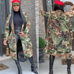 Giacche da donna Autunno Primavera Camouflage Camo Jacket Cappotto Donna 2022 Cardigan Tasche Militare Streetwear Capispalla casual Chaqueta Mujer T221008