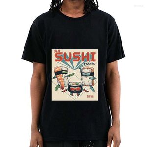 Męskie koszulki Summer Anime Sushi Print O-Collar Ov-Collar Tee wysokiej jakości Tshirt Men T-shirt Hip Hop unisex koszulka Kobieta codziennie dzika