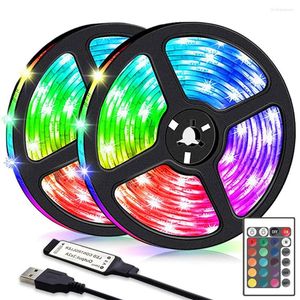 ストリップLEDストリップライトUSB Bluetooth赤外線コントロールRGB 2835柔軟なランプテープリボンダイオードパーティールームLuces TV Desk Decor Luz