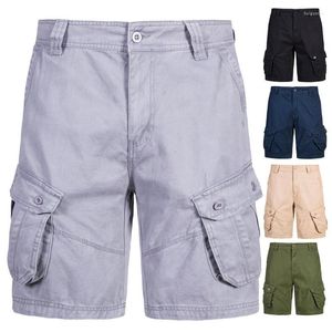 Shorts masculinos de verão masculino de bolso multifuncional masculino de algodão cáqui tático calça curta