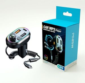 Zestawy samochodowe MP3 Player FM Nadajniki Bluetooth QC 3.0 PD typu C Kit Modulator Szybkie ładowanie telefonu K1 K2 C29