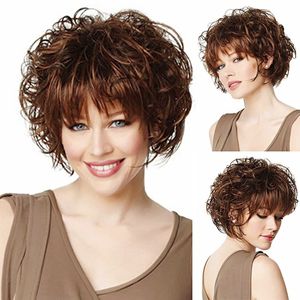 Blond Short Wig Factory Outlet Senaste många mönster Ny mode Big Wave Mixed Hair Synthetic Party Wigs For Women