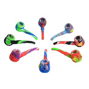 Luminous Honeycomb Silicone Smaking Hand Pipes Glow in Dark Bee com tigela de vidro Slide Puffs Tobacco Herb Pipe Noctilucent Dab Tools