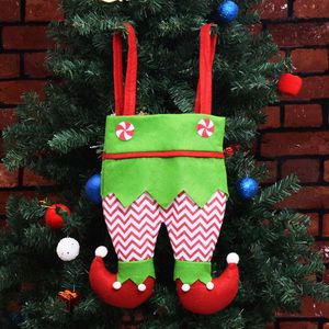 Noel Elf Pan Candy Bag Snack Cookie Şarap Şişesi Stocking Noel Ağacı Ev Dekorasyon