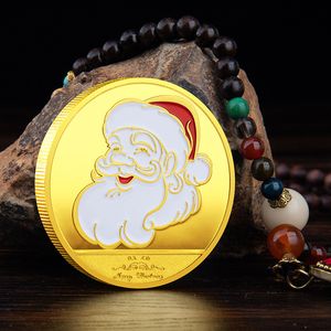 Metalowe Święty Mikołaj sztuki monety śladowe pamiątki życzące monety na świąteczne dekoracje dzieci Prezenty