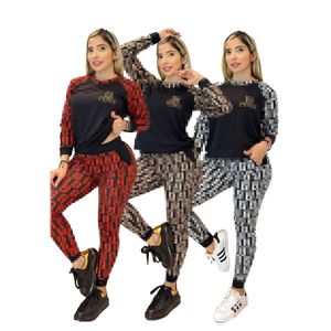 Tute da donna Designer Manica lunga Due pezzi Set Felpa casual Pantaloni Abiti Jogging Tuta sportiva Moda Lettera Stampa Abbigliamento sportivo K494