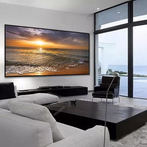 Canvas pintando aquarela praia pôr do sol pôsteres de arte de parede grande paisagem impressão de árvores florestas nórdicas Imagem de decoração de parede para decoração