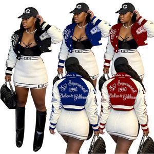 2022 Fall Winter Women Designer Hoodies Baseball Uniform Sweatshirts Long Sleeve Short Jacket Letter Print Coat Fashion Patchwork K492