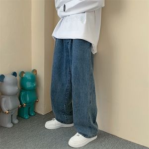 Męskie dżinsy szerokie nogi spodni streetwear worki dżinsy wiosna jesień mężczyzn Koreańska moda luźna prosta marka męska odzież czarna 221008