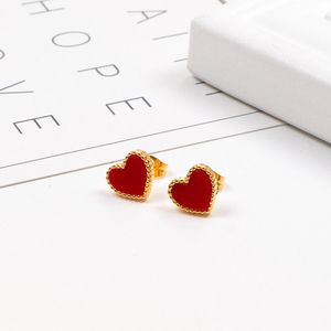 Orecchini a bottone a forma di cuore di design di qualità da donna, amore in acciaio inossidabile, orecchino nero e rosso, anello in acciaio al titanio per donna