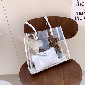 Abendtaschen transparente PVC -Schulter für Frauen wasserdichte Geldbeutel Handtasche Mode Gelee Große Strand Holiday Shopping Tote