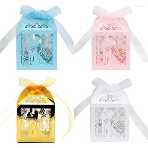 Present Wrap Hollow Candy Boxes 50pack Paper Packaging Case Accessories for Wedding Birthday Christmas Guest Favors