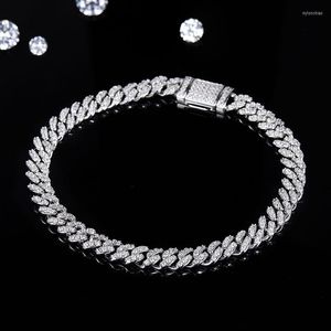 Link Bracelets Width 6mm 925 Silver Inlaid With Moissanite Hip Hop Jewelry Cuban Chain Necklace For Men