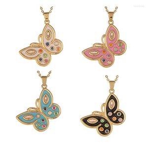 Anhänger Halskette Y2K Ankunft Süßes Emaille Butterfly Halskette Buntes Halshoch Frauen Mädchen Cocktail Party Trendy Schmuck Geschenk