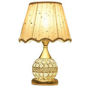 Luxury Crystal Wedding Bedroom Table Lamps Foyer Gold Metal Body Bedside Living Room Desk Light