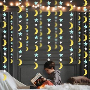 Party Decoration 2M Long Moon Star Eid Ramadan Paper Garland String Banner Birthday Baby Shower Hanging Curtain Wedding Supplies