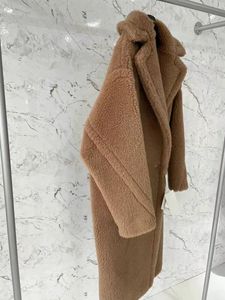 Camel Mmax 62% alpaca fur parka nallebjörnikonrock 101801 ull på en siden bas kvinnlig knapp mjuk x-lång stil