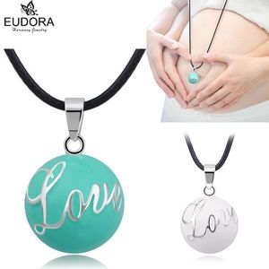 Pendant Necklaces Eudora Angel Caller Baby Chime Ball Blue White Love Letter Harmony Bola Ringing Necklace Jewelry Pregnant Gift