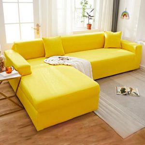 Stol täcker solid soffa täcker elastiskt läderhörnssektion för vardagsrum soffan set fåtölj l form säte slipcovers