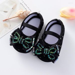 First Walkers Infant Born Baby Girls Toddler Primavera Estate Flats Glitter Bowknot Princess Dress Shoes Goccia antiscivolo