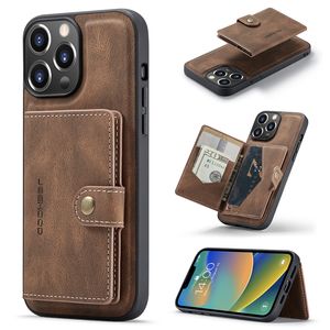 2 in 1 Detachable Phone Cases for iPhone 14 13 12 Mini 11 Pro Max XR XS 7 8 Plus Magnetic Multiple Card Slots Frosted Leather Wallet Clutch Car Mount Protective Shell
