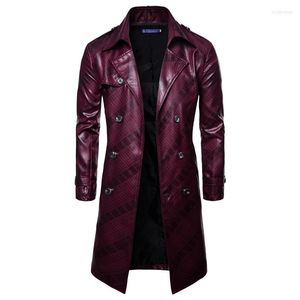 Men's Trench Coats Nice Men Autumn Double Breasted Coat/Vintage British Style Windbreaker Slim-fit Overcoat Long Jacket Plus Size S-3XL