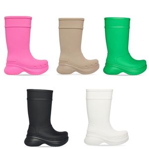Cross Rain Boots Rubber Boots Boots Long Outdoor Platform Runway Knight Shoes Big Head Shicay Bottom Non Slip Laiders Mocassions Size 35-43