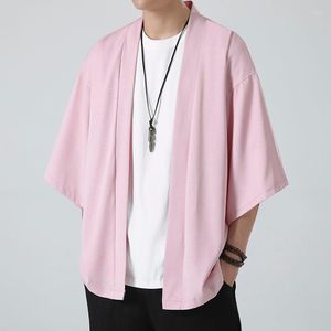 Men's Trench Coats MrGB Chinese Style Summer Men's Windbreaker Cape Loose Ice Silk Sunscreen Male Solid Color Kimono Vintage Luxury