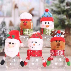 Scatola di caramelle natalizie appesa a mano per bambini Regali creativi Idee trasparenti per bambini in plastica Vaso per bambole Bottiglia di stoccaggio Sacchetto di Babbo Natale Dolce Capodanno Decorazioni per feste a casa