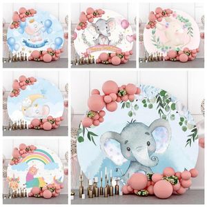 Party Decoration Backdrops Wedding Round Shape Gender Reveal Baby Elephant Animal Flower Custom Background Birthday Pozone