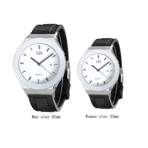 1PCS DESIGN 2022 Mens Watches Quartz Movement Leather and Rubber Strap Womens Fashion Wrist Watch